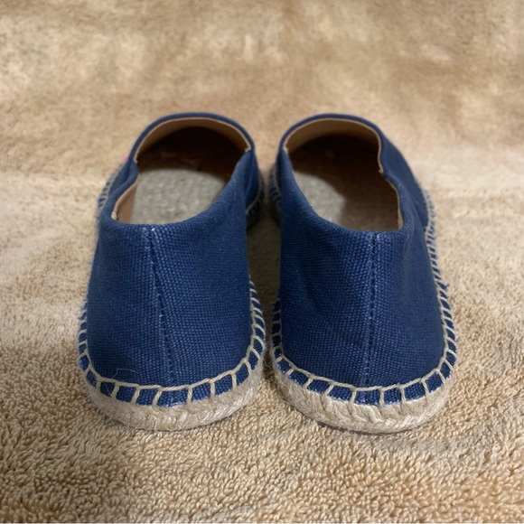 Women’s 9 1/2 J. CREW Navy Blue / Pink Cap Toe Canvas Espadrille Slip On Shoes - Picture 7 of 16